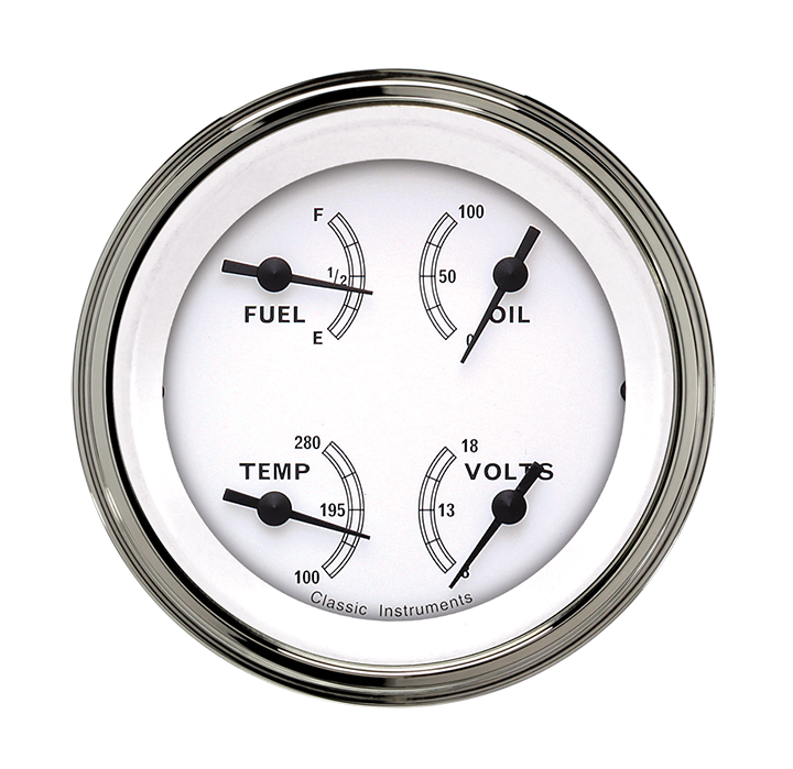 Classic Instruments Classic White 3-3/8" Quad Gauge - CW73SLF