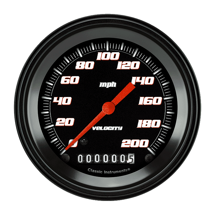 Classic Instruments Velocity Black 3-3/8" Speedometer Gauge - VS57BBLF