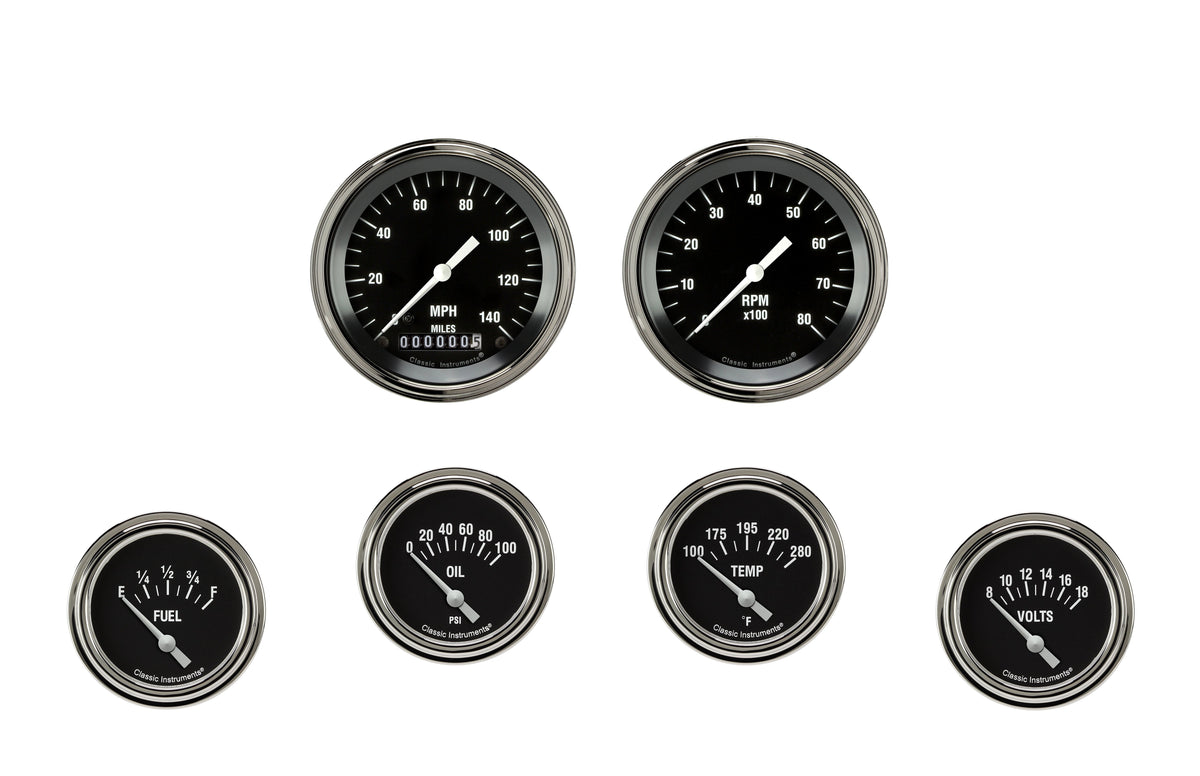 Classic Instruments Hot Rod Six Gauge Set - HR201SLF