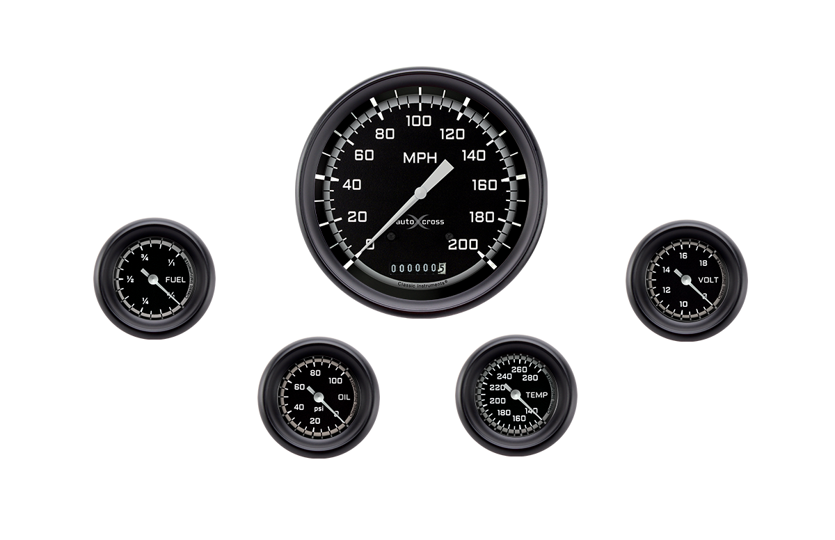 Classic Instruments AutoCross Gray Five Gauge Set - AX154GBPF