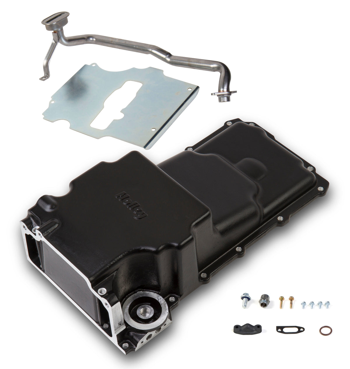 Holley GM LS Swap Oil Pan - Black - Additional Front Clearance - 302-2BK