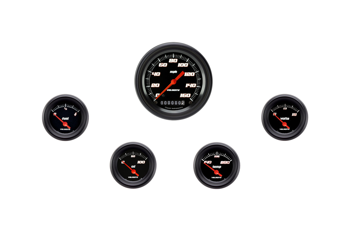 Classic Instruments Velocity Black Five Gauge Set - VS00BBPF