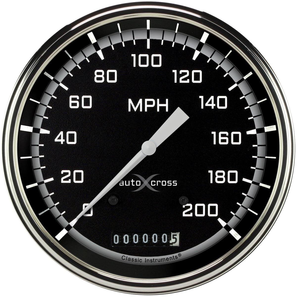 Classic Instruments Autocross Gray 5" Speedometer Gauge (200 MPH) - AX56GSLF