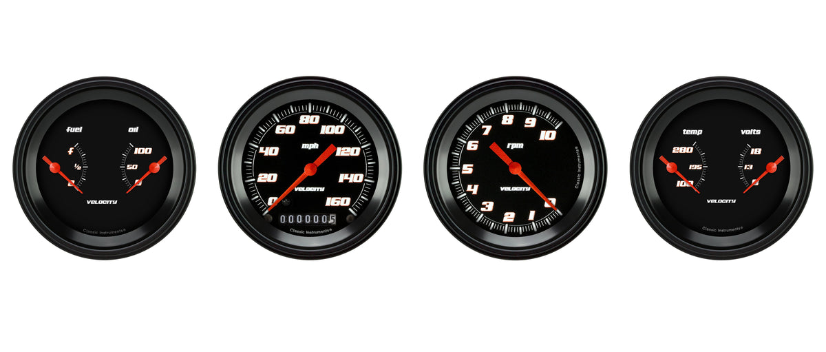 Classic Instruments Velocity Black Series Four Gauge Set - VS05BBLF