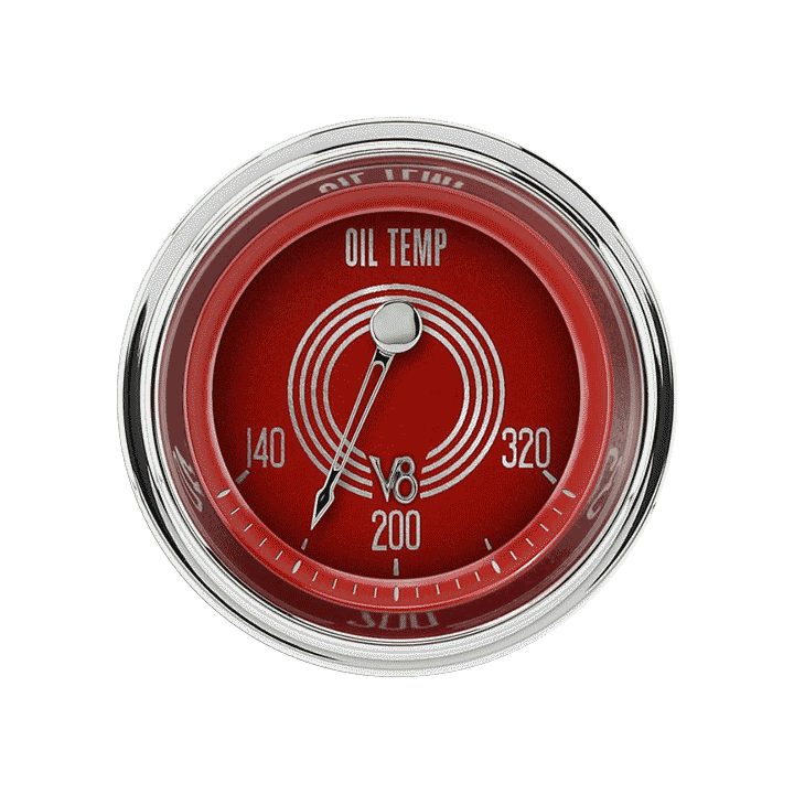 Classic Instruments V8 Red Steelie 2-1/8" Oil Temperature Gauge - V8RS28SHC