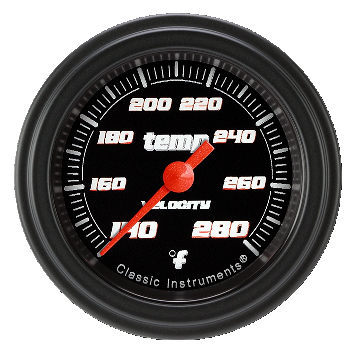Classic Instruments Velocity Black 2-1/8" Full Sweep Water Temp Gauge - VS126BBLF-02