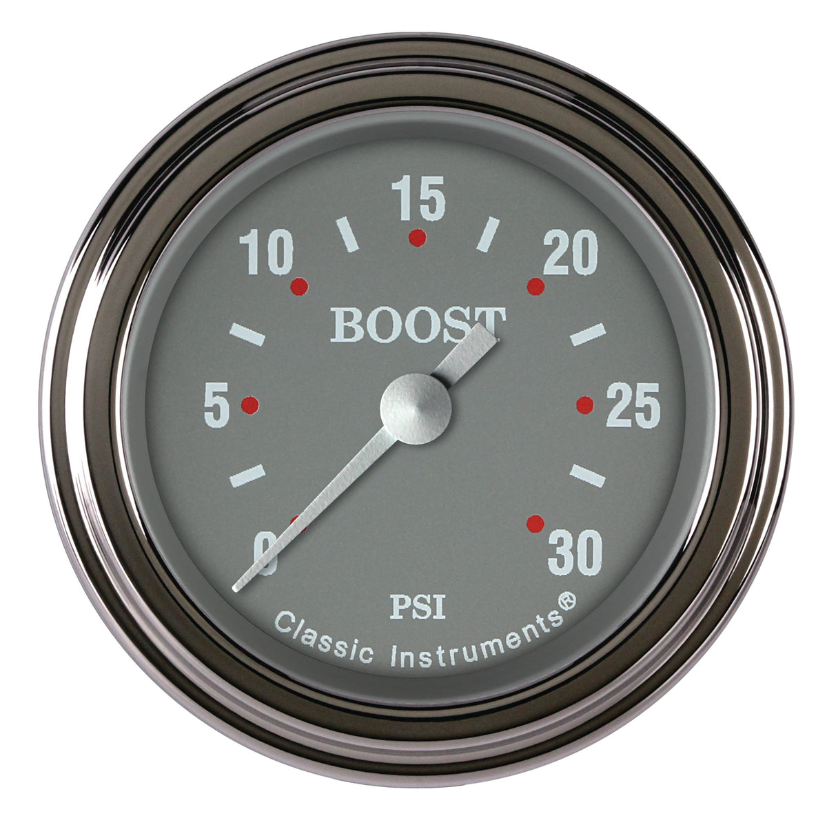 Classic Instruments Silver Gray 2-1/8" Boost Gauge (30 PSI) - SG142SLF