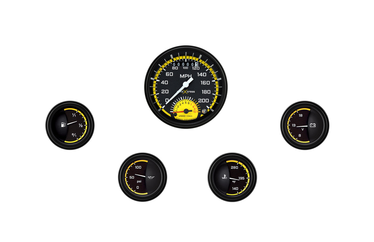 Classic Instruments AutoCross Yellow 3" Ultimate w/ 2-1/8" Fuel/Temp/Volt/Oil GM - AX35YBLF