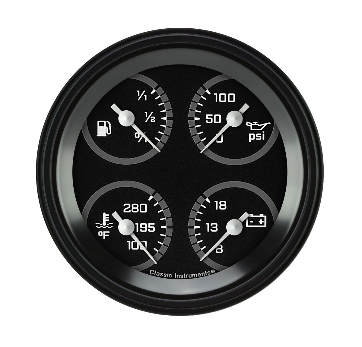 Classic Instruments AutoCross Gray 3-3/8" Quad Gauge - AX77GBLF