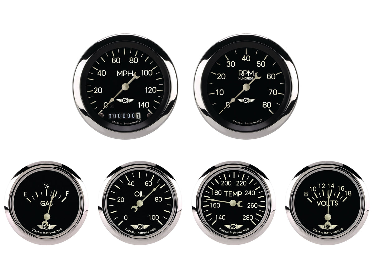 Classic Instruments Classic Series Six Gauge Set, 3-3/8" - CL901SRC