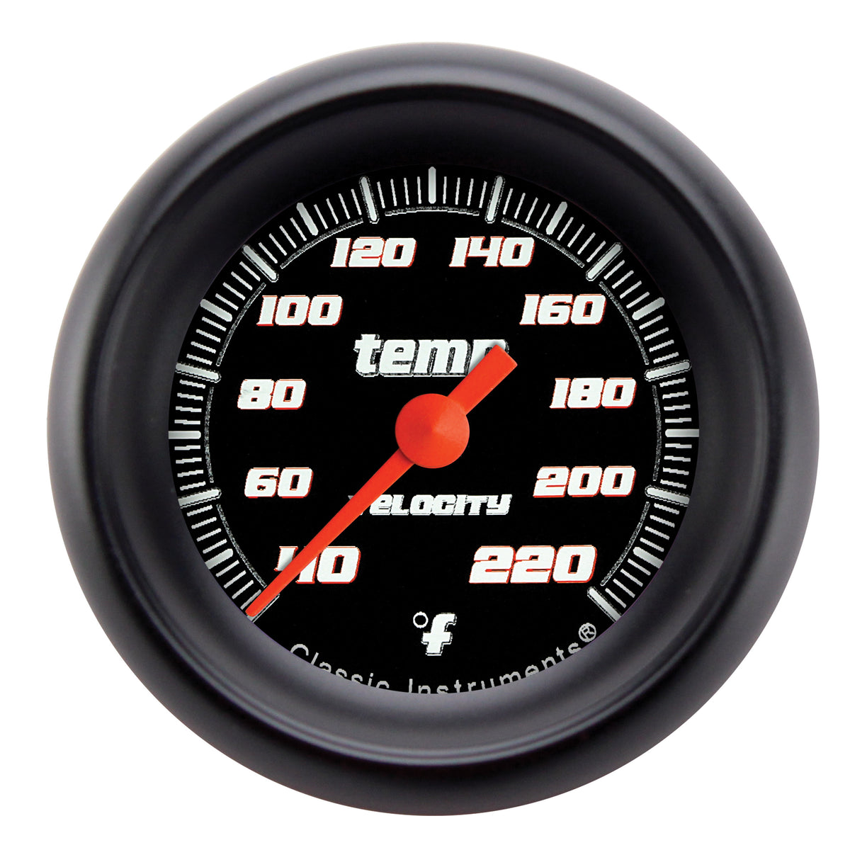 Classic Instruments Velocity Black 2-1/8" Stock Eliminator Temp Gauge - VS129BBPF