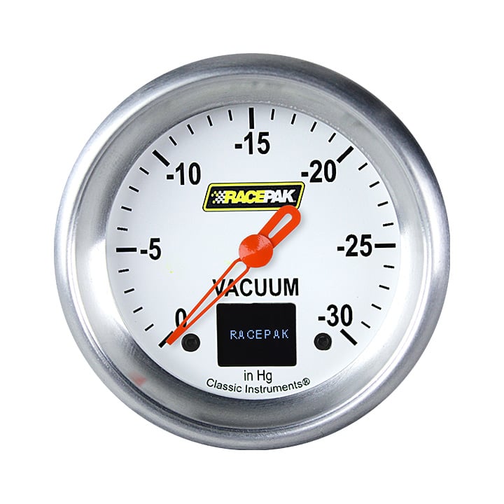 Classic Instruments Racepak 2-5/8" Vac 30 in HG White - 250-CI-340WA