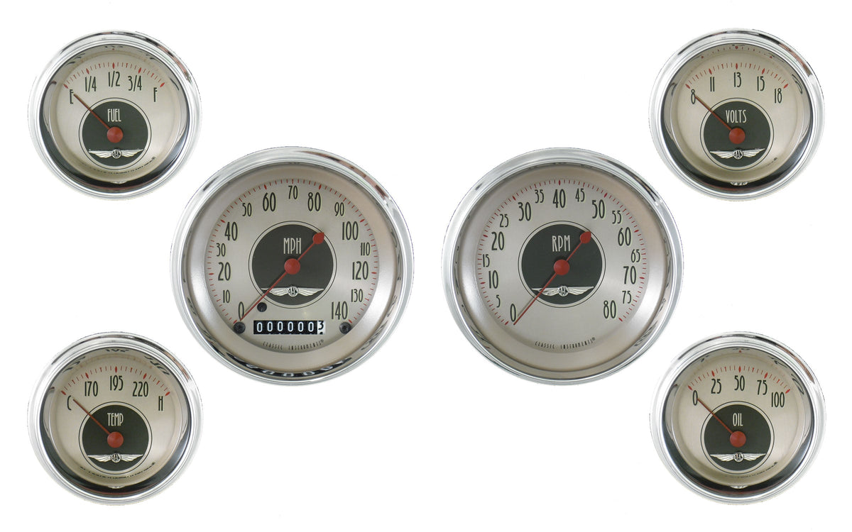 Classic Instruments American Nickel Six Gauge Set - GM - AN01SLC