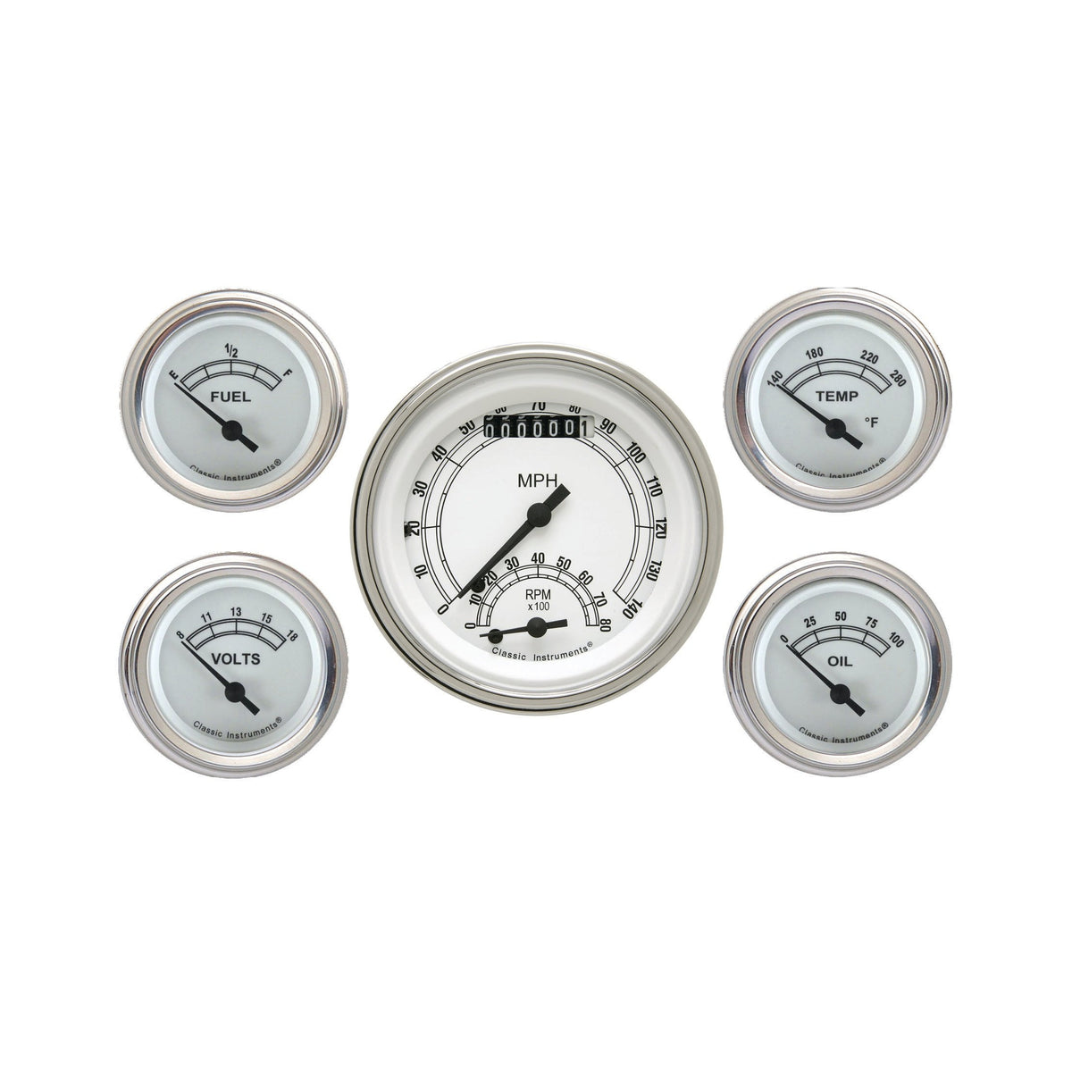 Classic Instruments Classic White Five Gauge Set - CW35SLF