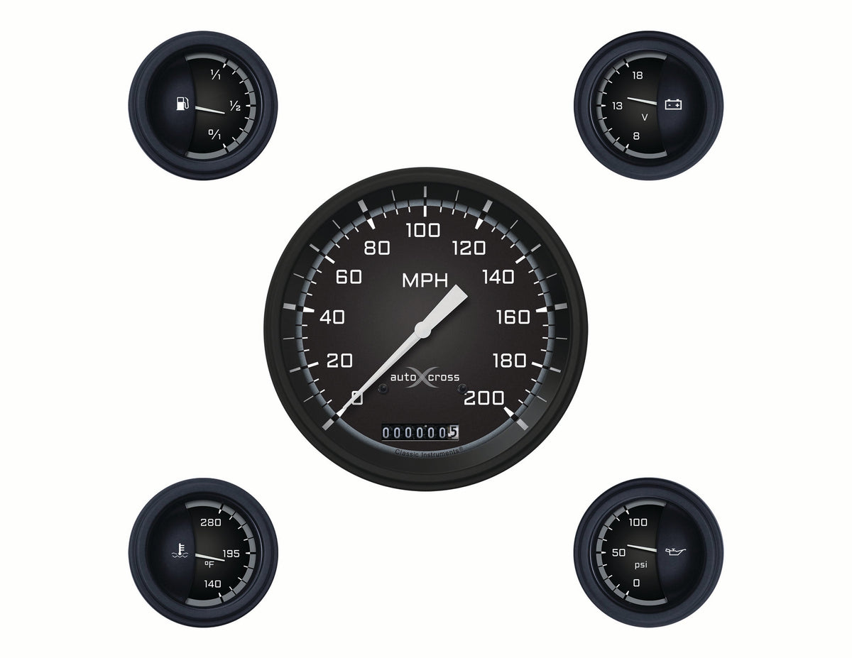 Classic Instruments Autocross Gray Six Gauge Set - AX54GBLF