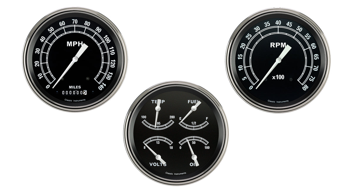 Classic Instruments Traditional 5" Speedometer, Quad & Tach Gauge Set GM - TR53SLC