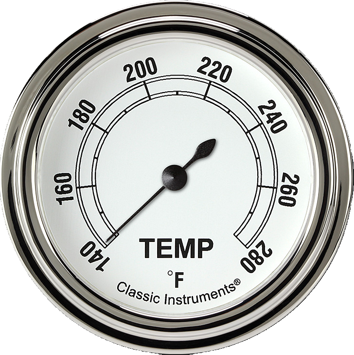 Classic Instruments Classic White 2-5/8" Short Sweep Water Temp Gauge - CW326SLF-08