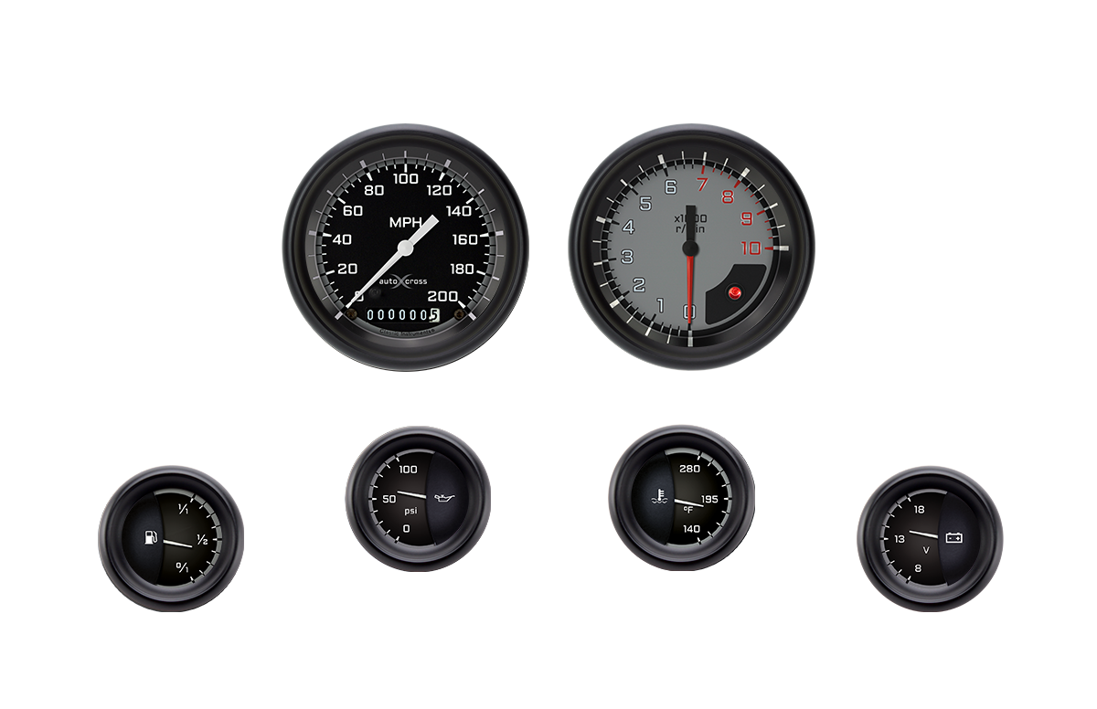 Classic Instruments AutoCross 3-3/8" Speedo/Tach With 2-1/8" Fuel/Oil/Temp/Volt - AX01GBPF