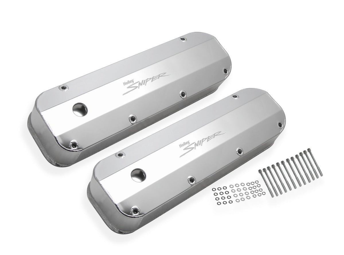 Holley Sniper Valve Cover - Fabricated Aluminum - Ford Big Block - Natural Anodized - 890007