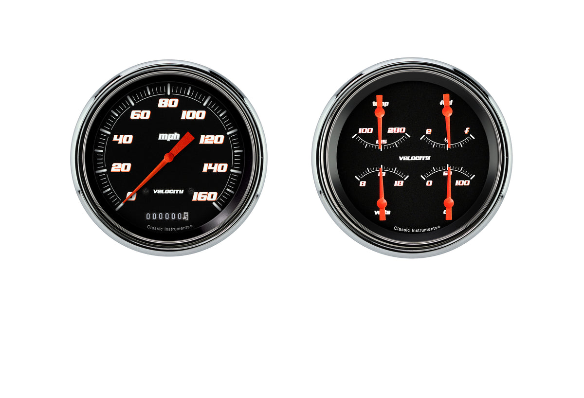 Classic Instruments 1947-53 Velocity Black Chevy Truck - Speedtachular/Quad-LS - CT47VSB62-LS