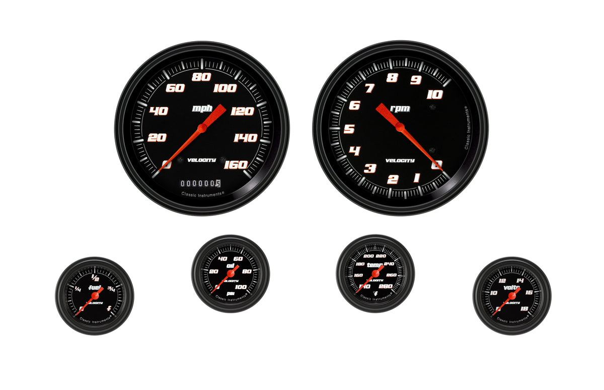 Classic Instruments Velocity Black Six Gauge Set - VS151BBLF