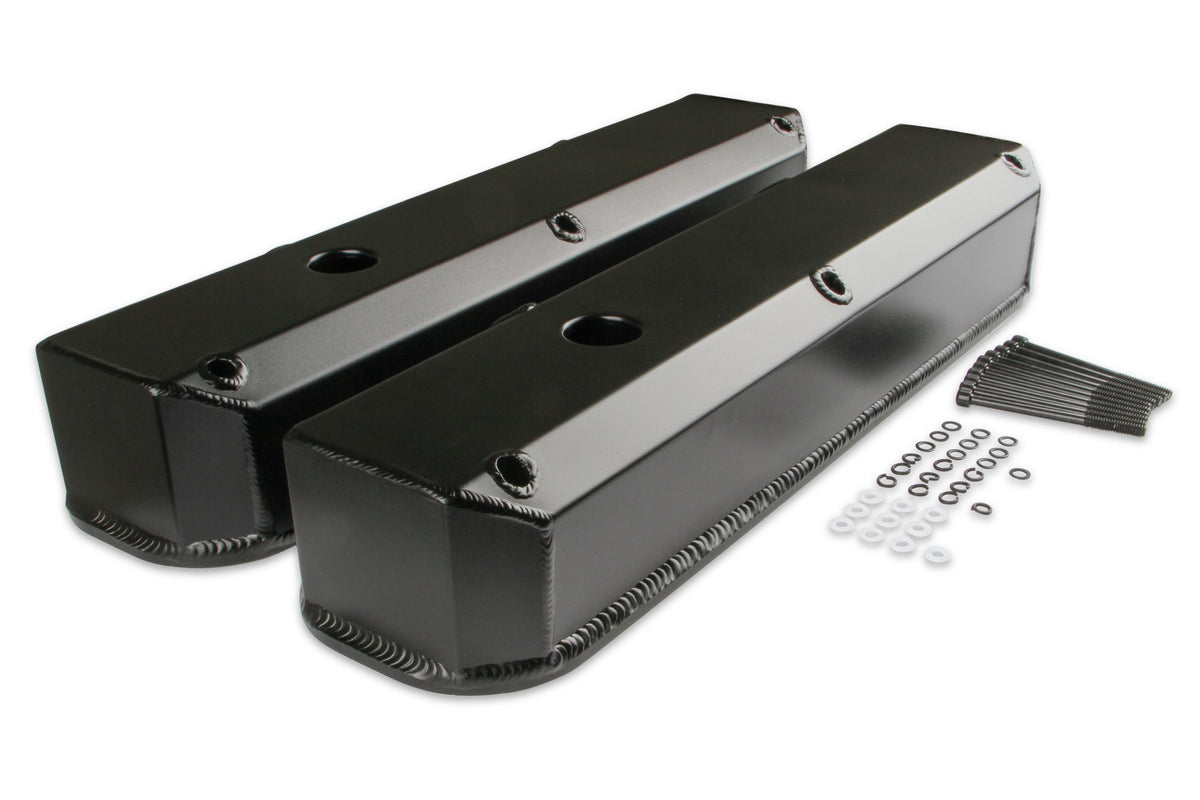 Mr. Gasket Fabricated Aluminum Valve Covers - Black Finish - 6861BG