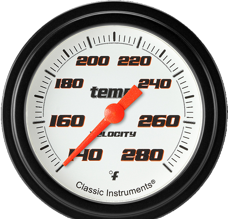 Classic Instruments Velocity White 2-5/8" Full Sweep Water Temp Gauge - VS326WBPF-02
