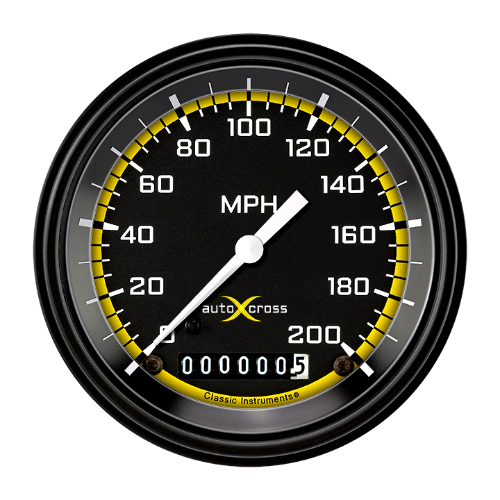 Classic Instruments Autocross Yellow 3" Speedometer Gauge (200 MPH) - AX57YBLC
