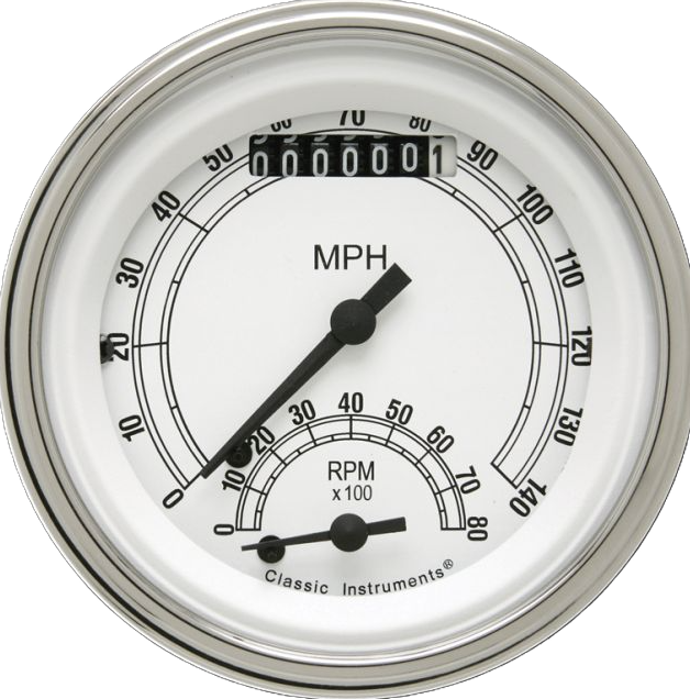 Classic Instruments Classic White 3-3/8" Ultimate Speedometer Gauge - CW20SLF