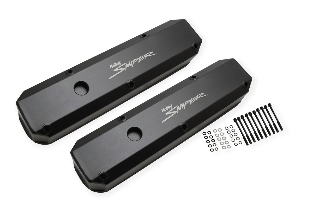 Holley Sniper Valve Cover - Fabricated Aluminum - Chrysler Small Block - Black Finish - 890003B