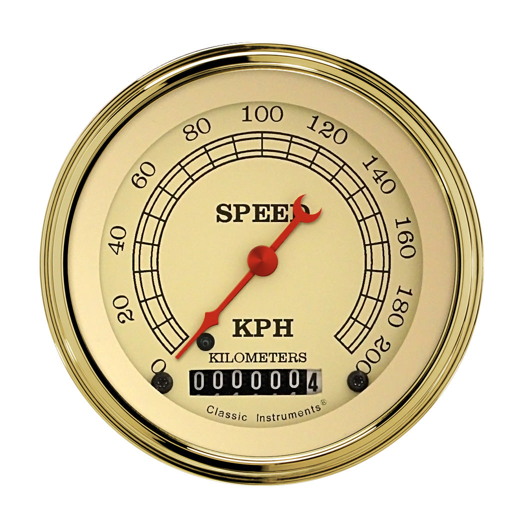 Classic Instruments Vintage Series 3" Speedometer Gauge (200 KPH) - VT59GLF