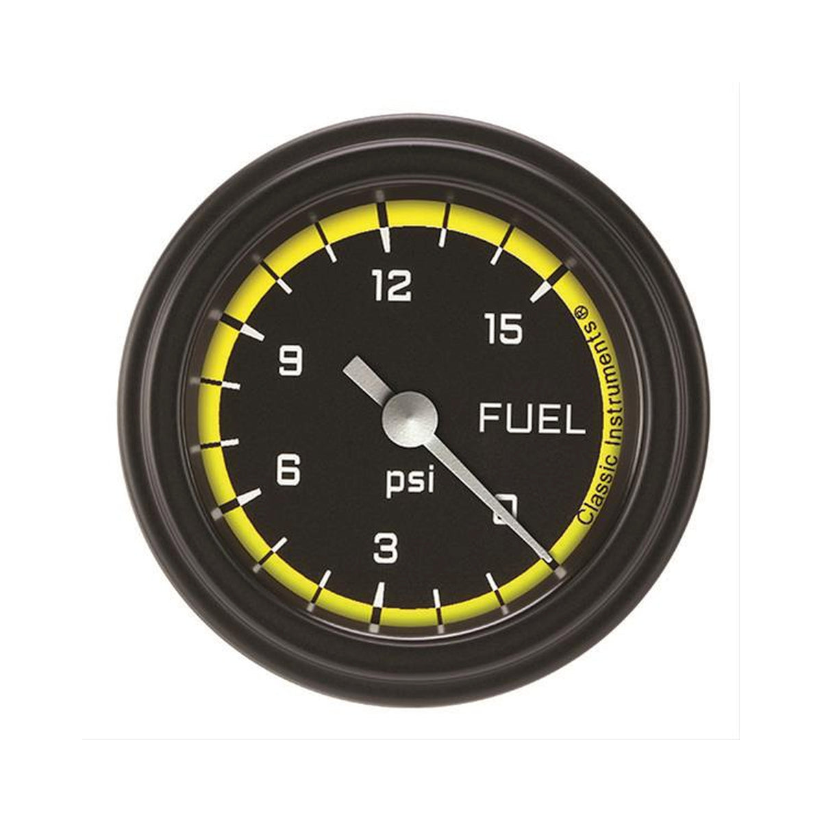 Classic Instruments Autocross Yellow 2-1/8" Fuel Pressure Gauge (15 PSI) - AX145YBLF
