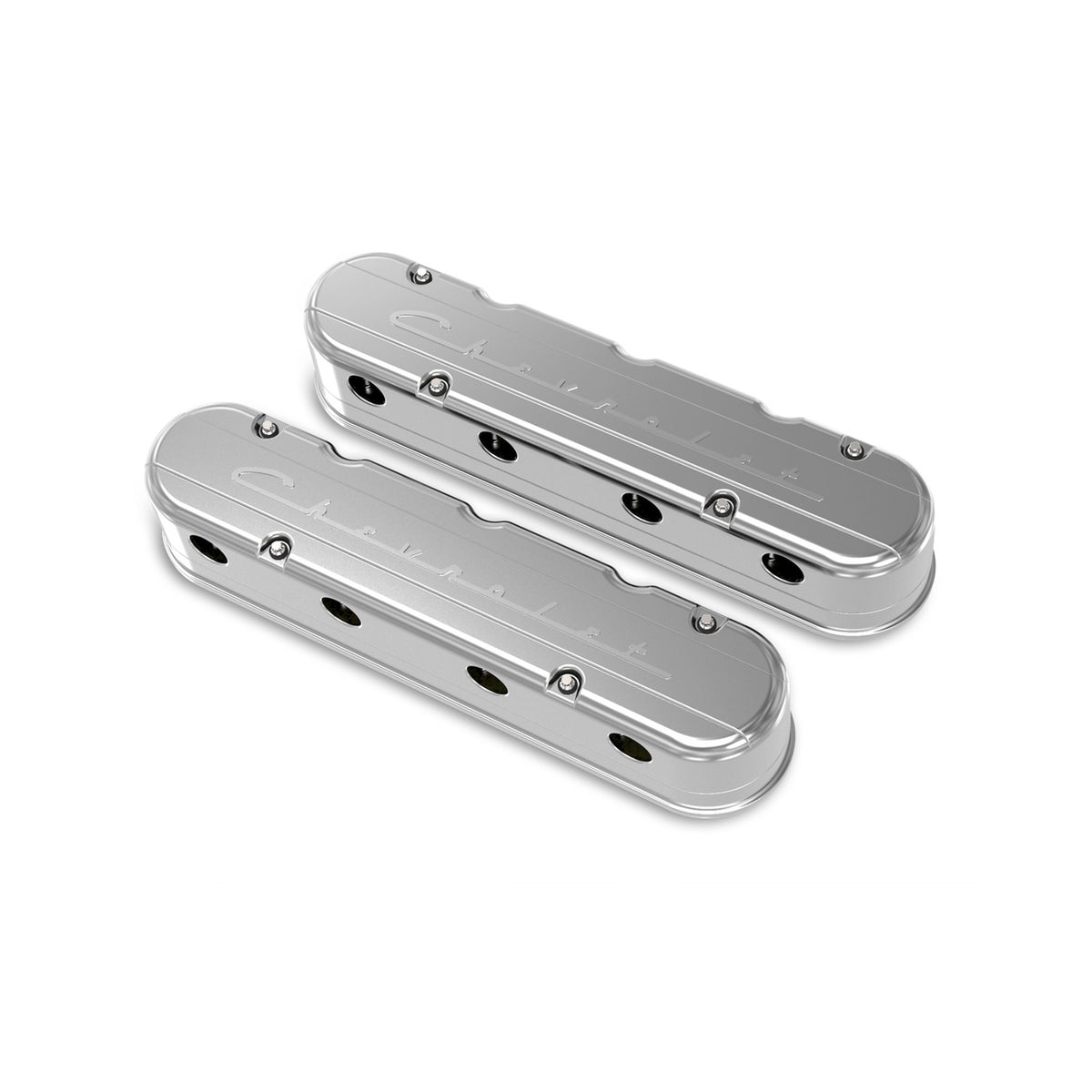 Holley 2-Piece "Chevrolet" Script Valve Cover - Gen III/IV LS - Polished - 241-176