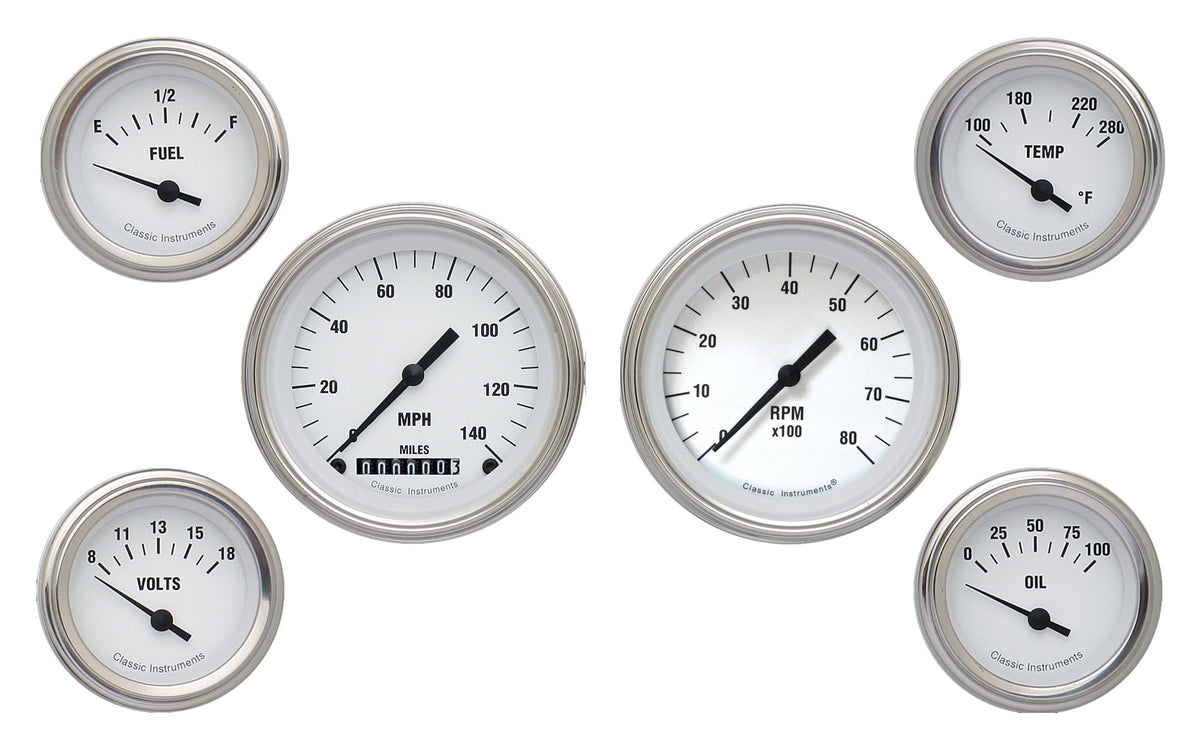 Classic Instruments White Hot Six Gauge Set - GM - WH01SLC