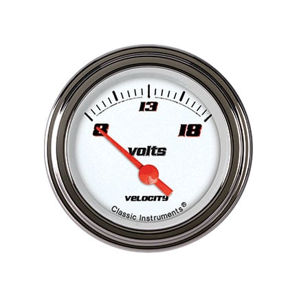Classic Instruments Velocity White 2-1/8" Volt Gauge - VS30WSLC