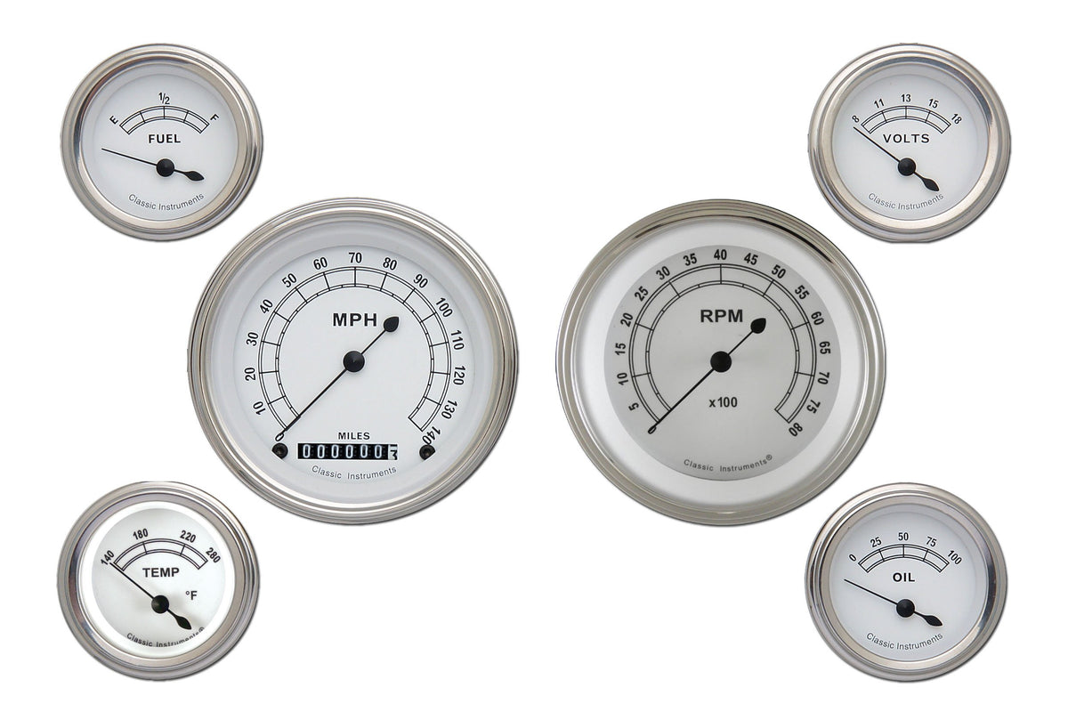 Classic Instruments Classic White Six Gauge Set - GM - CW01SLC