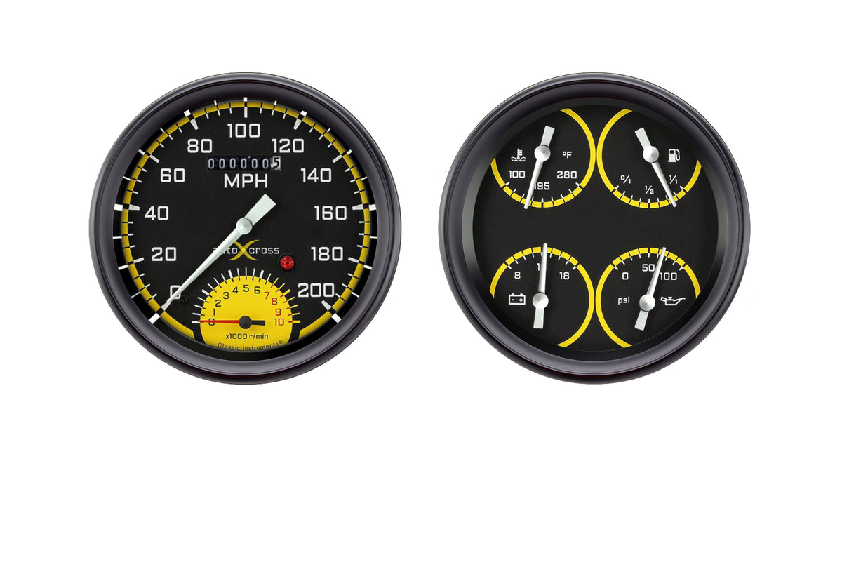 Classic Instruments AutoCross Yellow Two Gauge Set - AX62YBPF