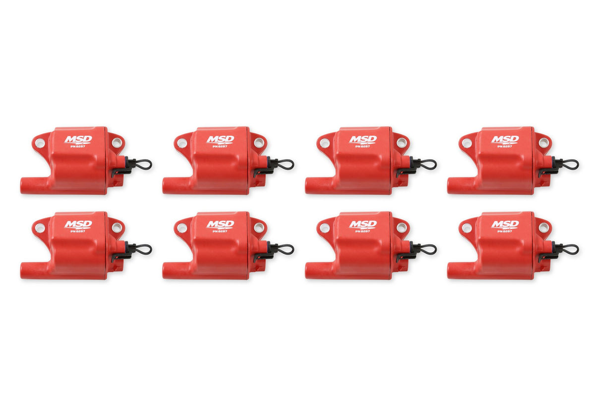 MSD Ignition Coil - Pro Power Series - GM LS2/LS7 Engines - Red - 8-Pack - 82878