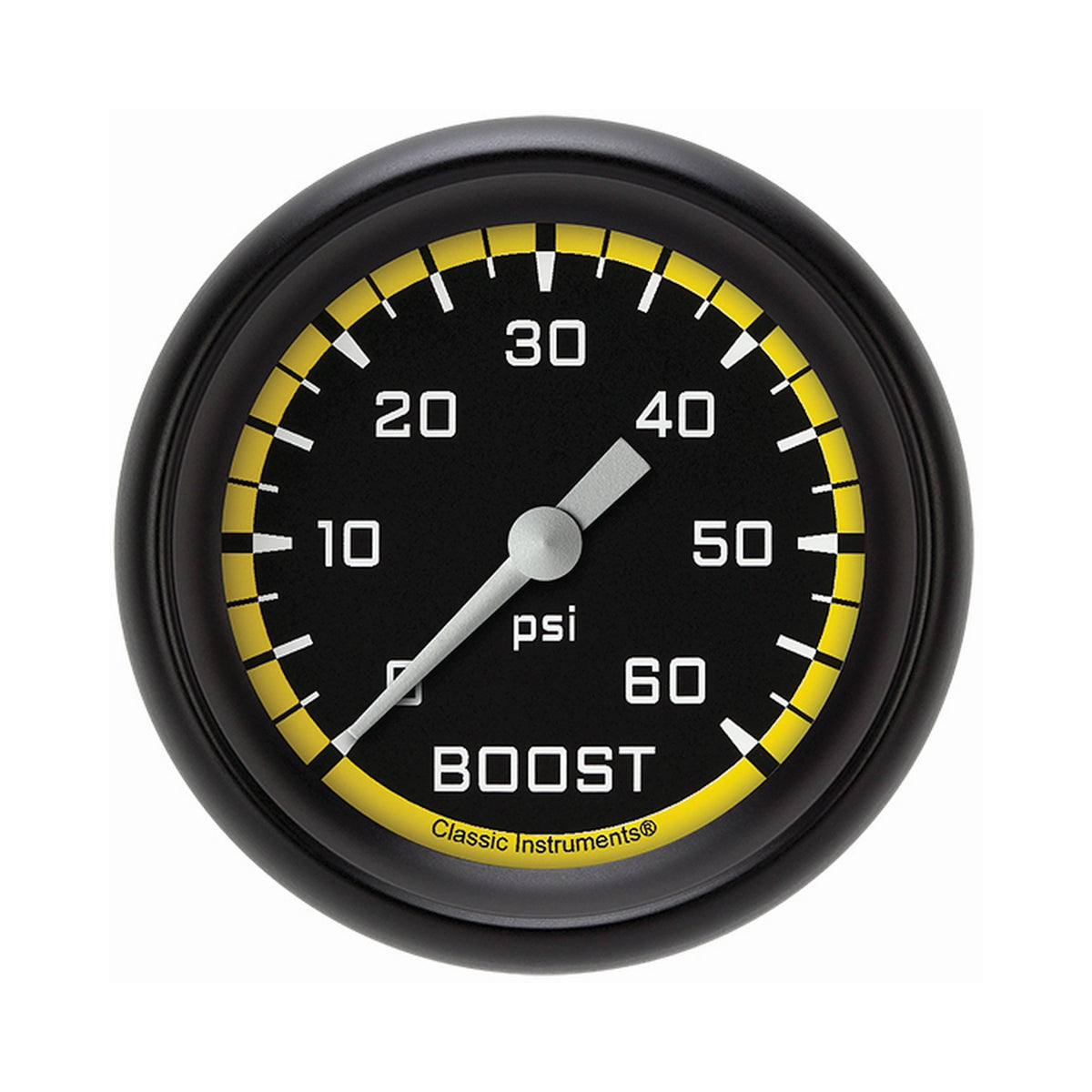 Classic Instruments Autocross Yellow 2-5/8" Boost Gauge (60 PSI) - AX343YBPF