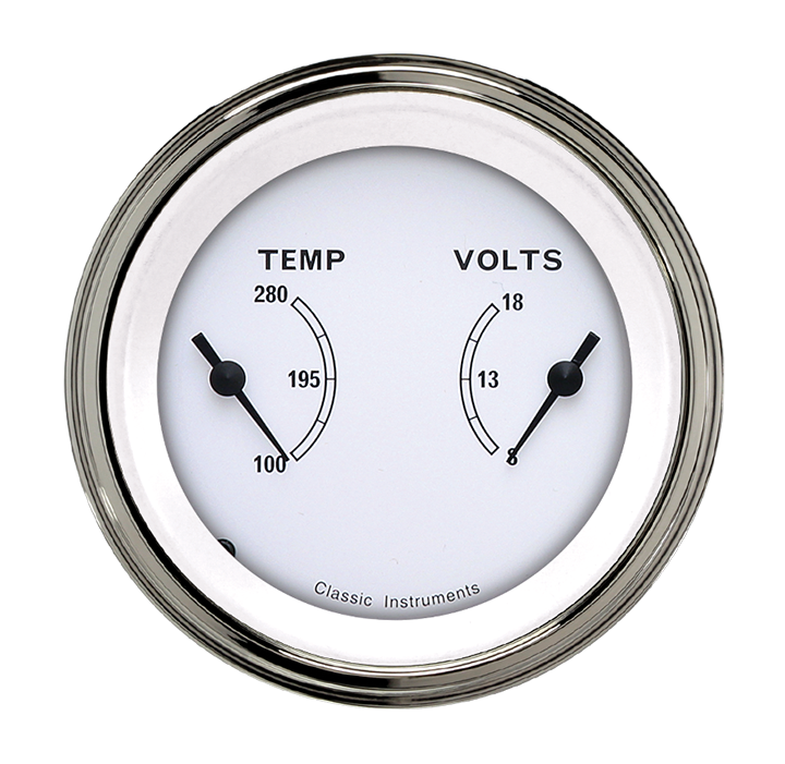 Classic Instruments Classic White 3-3/8" Temperature & Volt Dual Gauge - CW74SLF