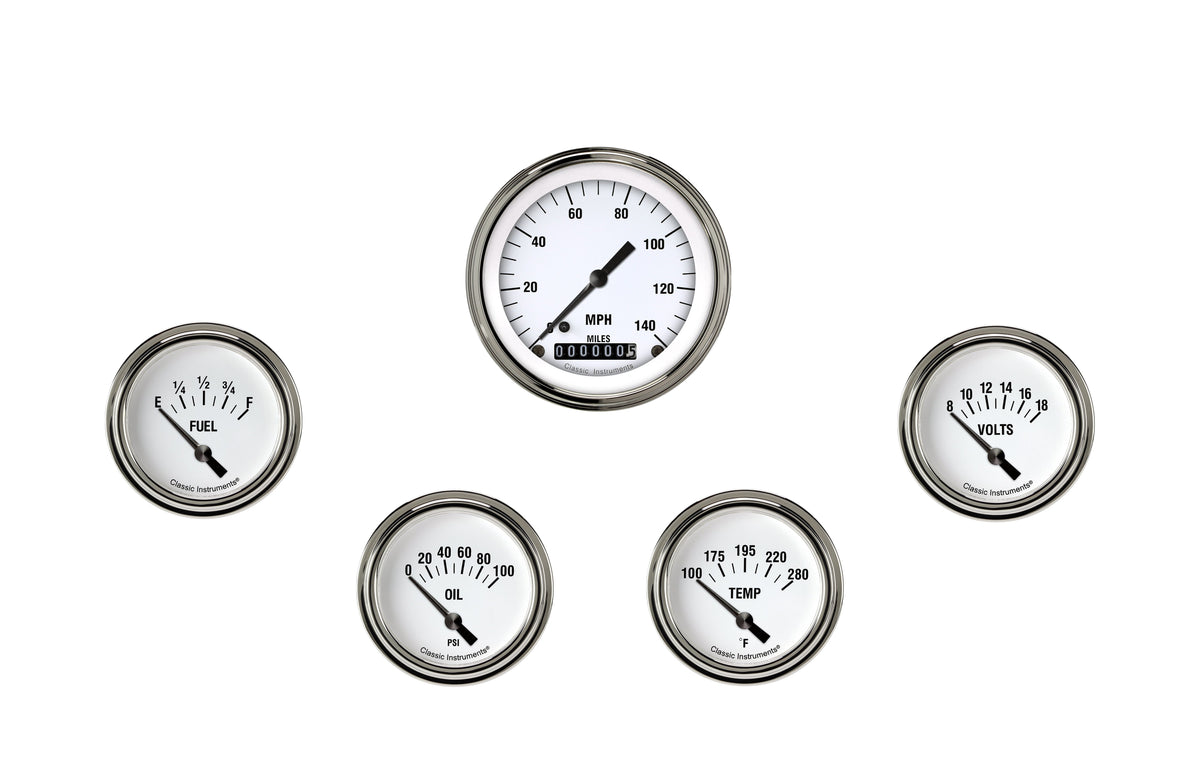 Classic Instruments White Hot Five Gauge Set - WH200SLF