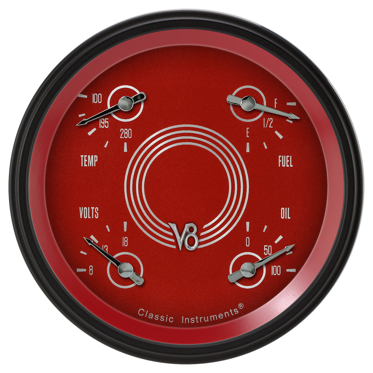 Classic Instruments V8 Red Steelie 5" Quad (0-90 Ohm) - V8RS78BLC