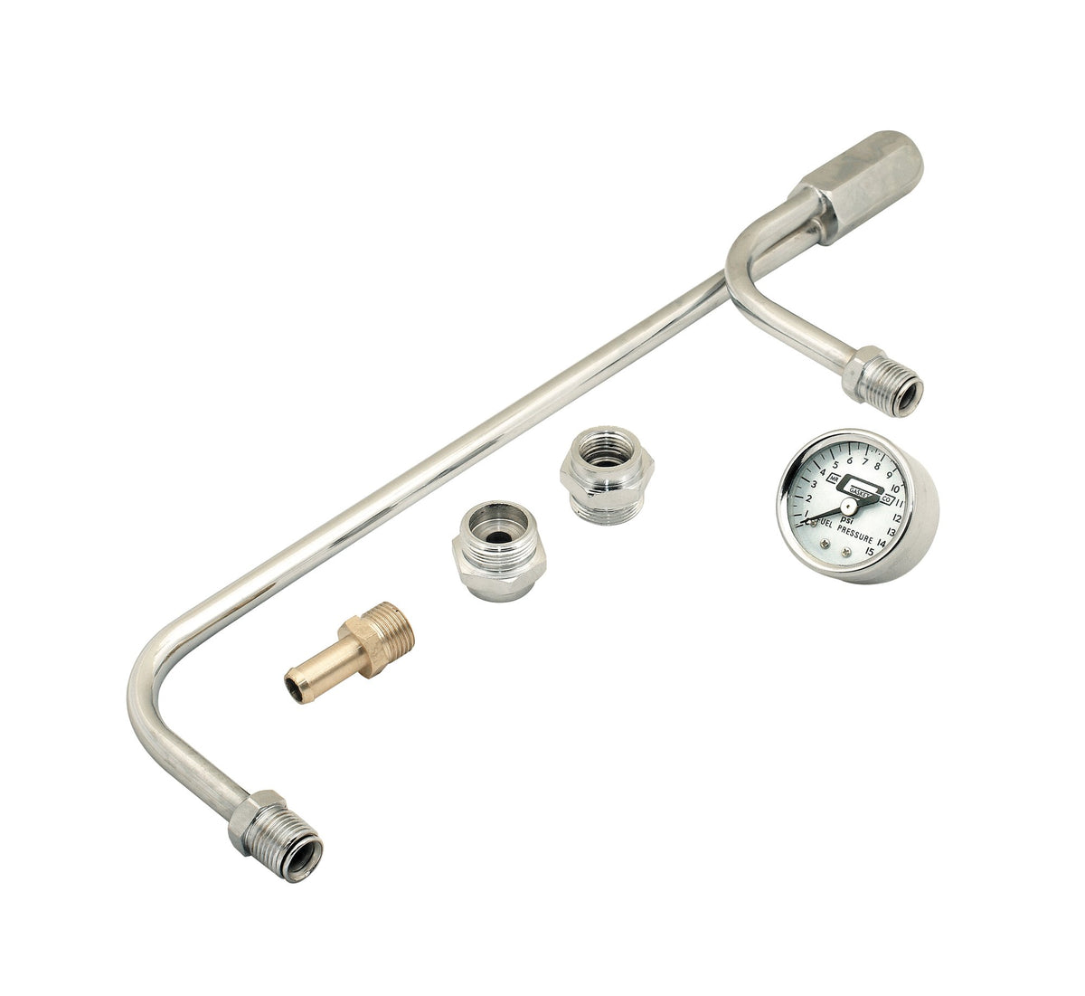 Mr. Gasket Fuel Line Kit with Gauge & Fittings - Chrome - 1559
