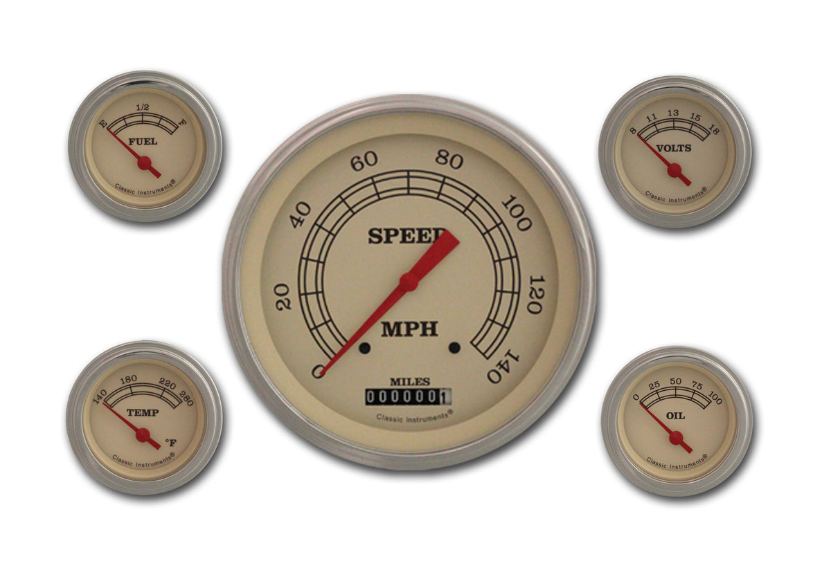 Classic Instruments Vintage 5" Speedometer With 2-1/8" Fuel/Oil/Temp/Volt GM - VT54SLC