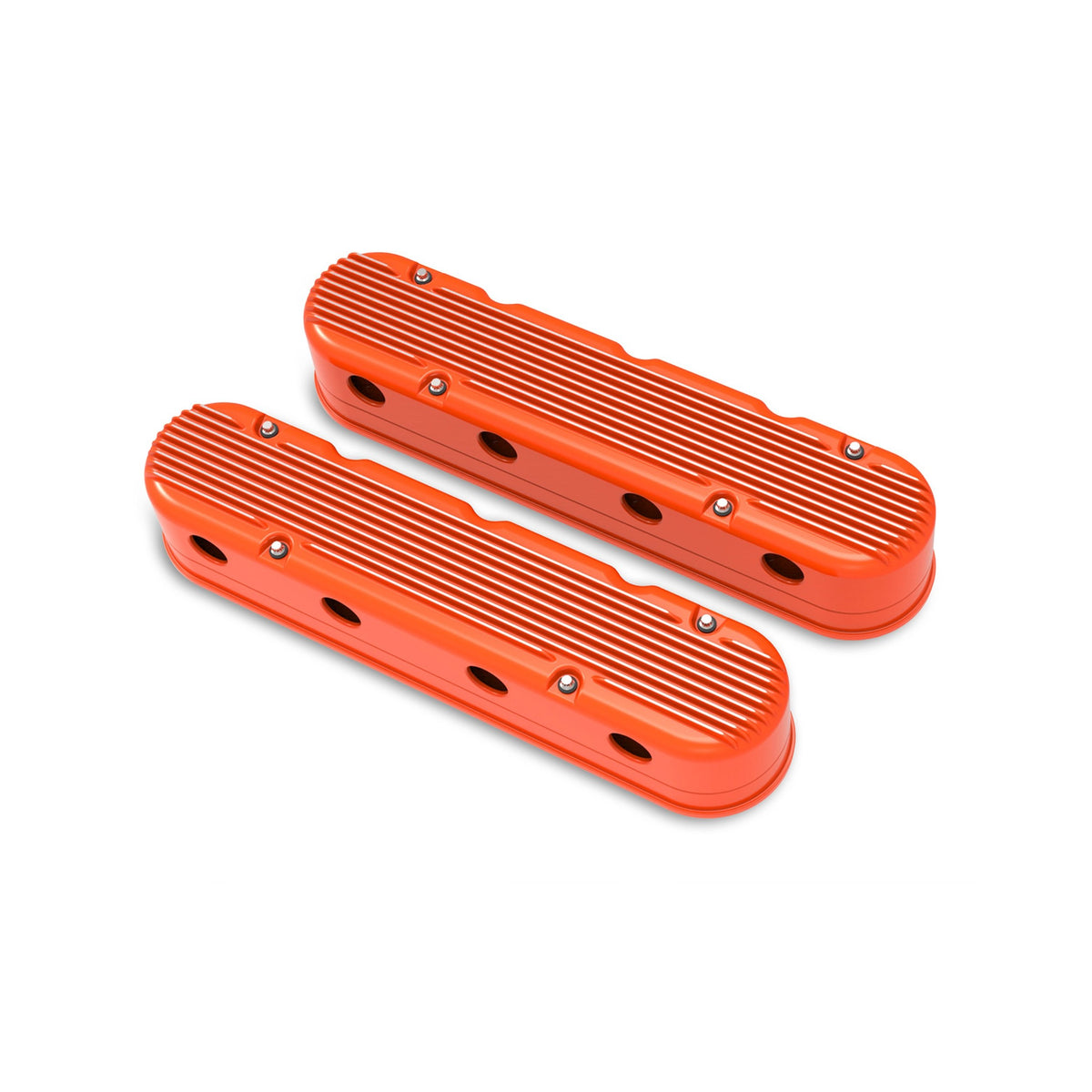Holley 2-Piece Finned Valve Cover - Gen III/IV LS - Factory Orange Machined - 241-183