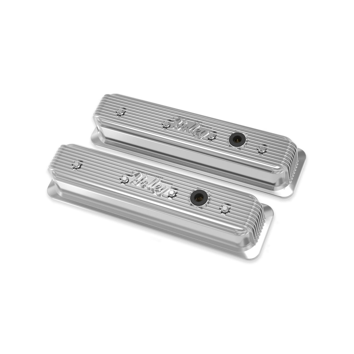 Holley Vintage Finned Valve Cover - "Holley" Script
- SBC - Center Bolt - Polished - 241-248