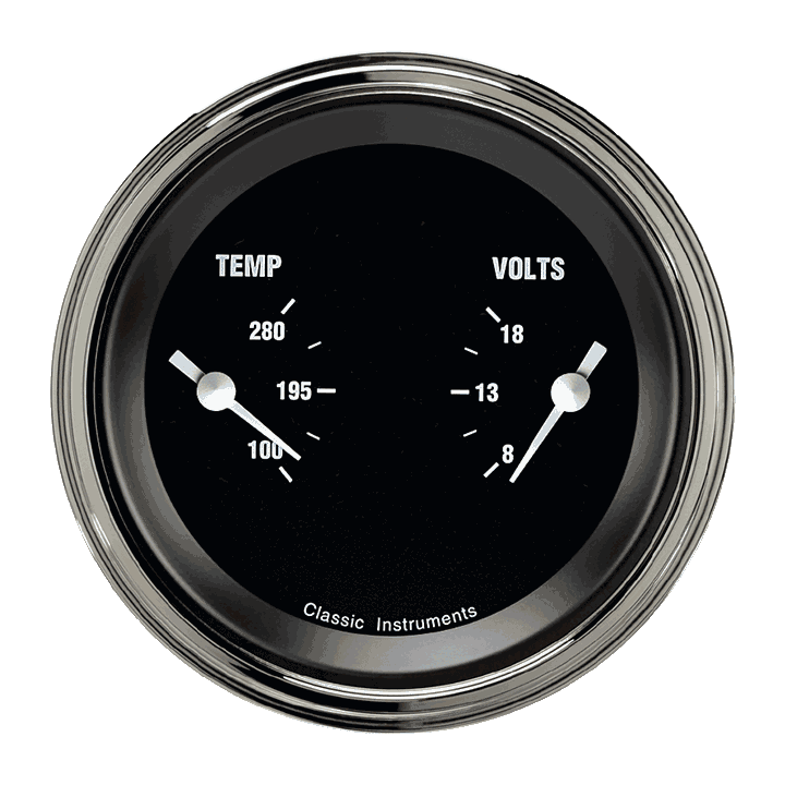 Classic Instruments Hot Rod 3-3/8" Temperature & Volt Dual Gauge - HR74SLF