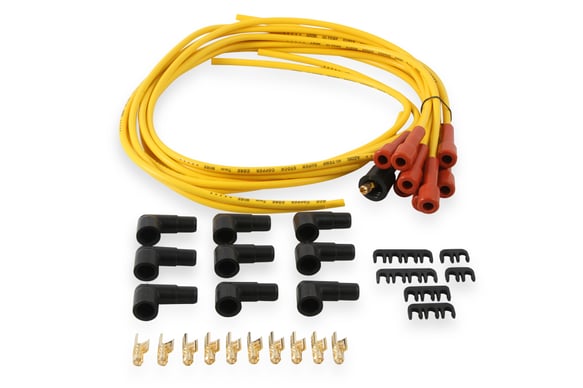 ACCEL Spark Plug Wire Set- 7mm-Super Stock-Copper Core-Universal Straight Boots-Yellow 3008
