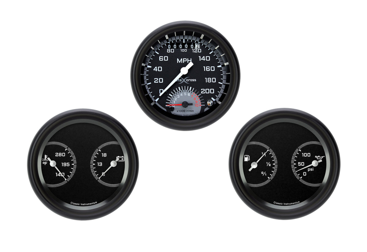 Classic Instruments AutoCross Gray 3" Ultimate with Two 3" Gauges - AX34GBPF