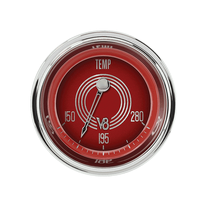Classic Instruments V8 Red Steelie 2-1/8" Water Temperature Gauge - V8RS26SLC
